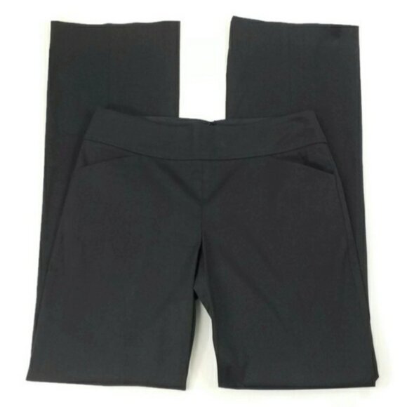 BCBGMaxAzria Black Flat Front High Waist Back Seamed Straight Leg Dress Pants - Picture 3 of 12